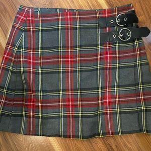 Plaid high rise skirt